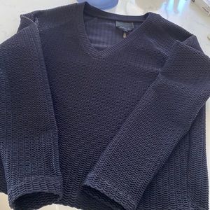 V neck sweater. Short 21” back of neck to bottom. From bottom of V 14”